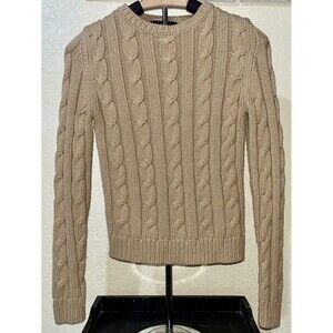 Express Sweater Women's Size Small Tan Pullover Crew Neck Cable Knit *Runs small